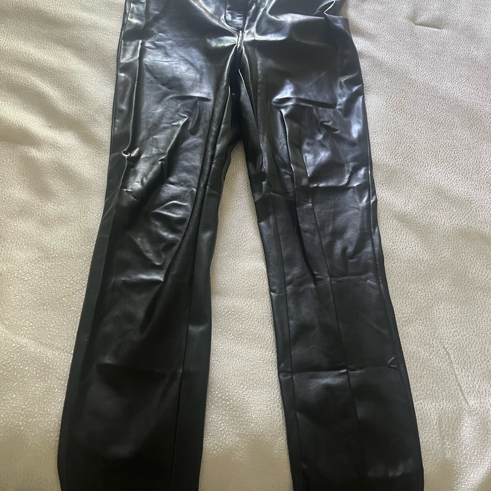 Wilfred Black Faux Leather Straight-Leg Pants